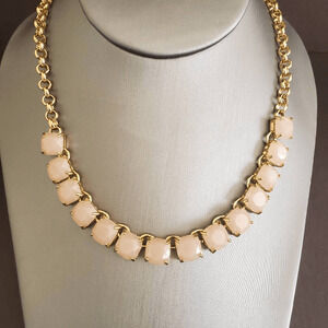 Kate Spade Light‎ Pink Squared Away Necklace Gold Plate with Pink Stones